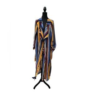 Multi colored women’s long rayon shirt cover size Large